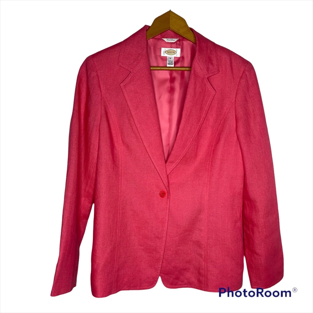 Talbots Irish linen pink single button blazer size 6